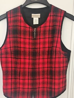 Coldwater Creek Red & Black Plaid Sleeveless Vest